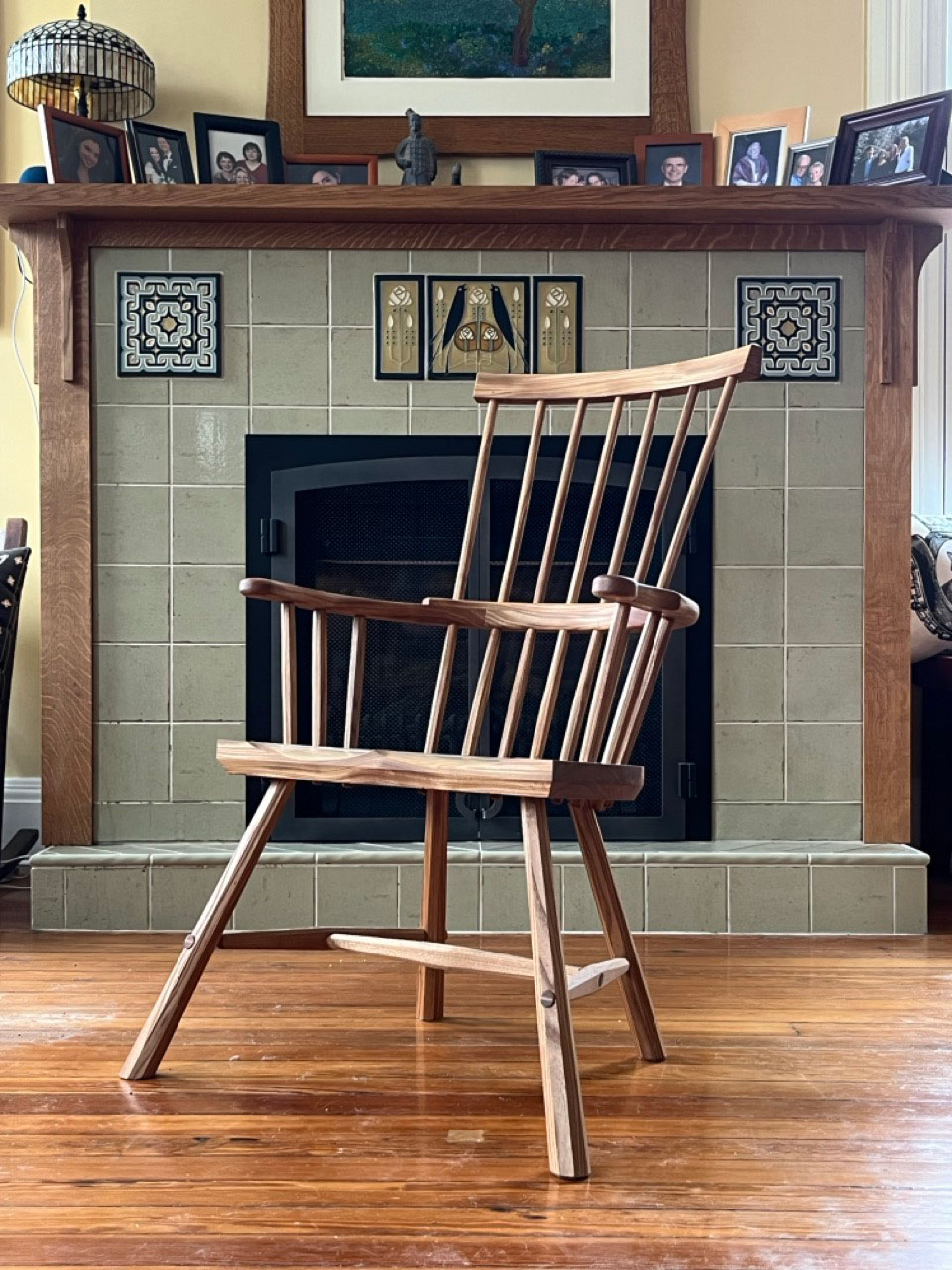 For Sale: Comb-back Stick Chair in Figured Red Elm