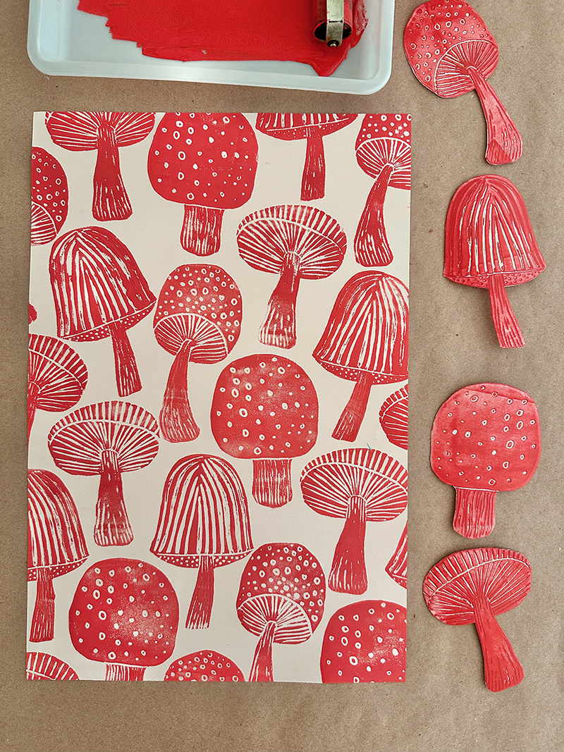 Mushroom Block Printing with Styrofoam
