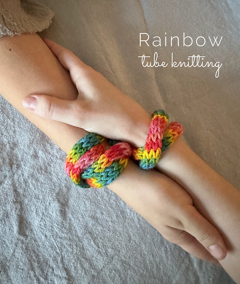 Rainbow Tube Knitting with TP Roll Looms